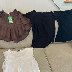 Brown Ruffled Women's Skirt and Tops